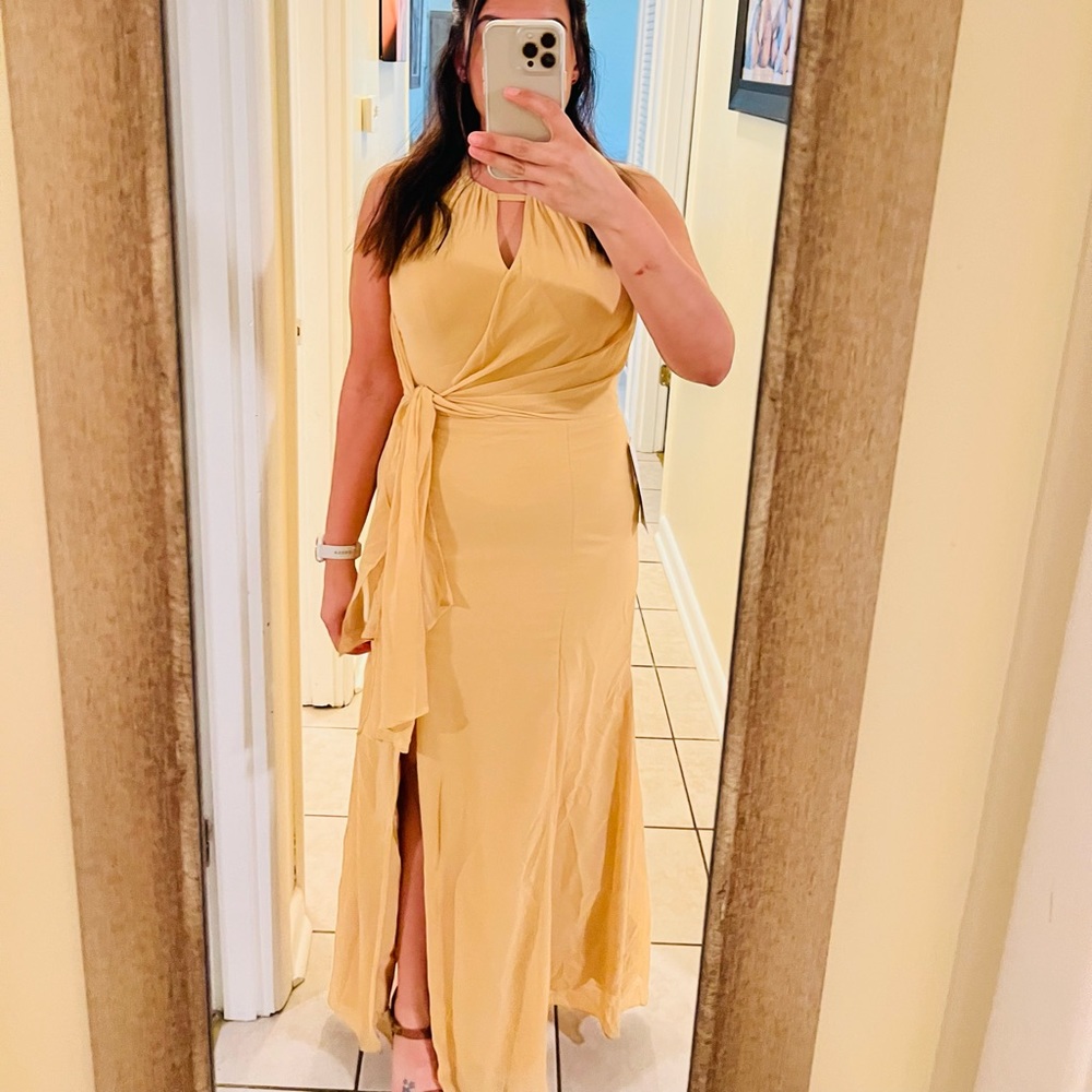 Azazie Bridesmaid Gold Dress